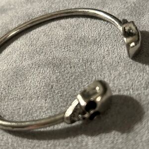 Vintage Silvertone Skeleton Cuff Bracelet Gothic